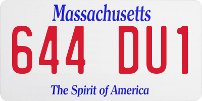 MA license plate 644DU1