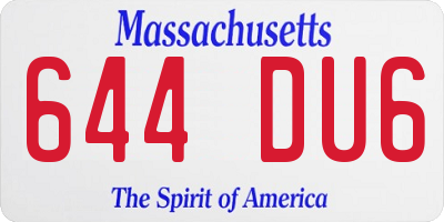 MA license plate 644DU6