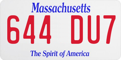 MA license plate 644DU7