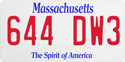 MA license plate 644DW3