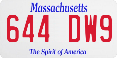MA license plate 644DW9
