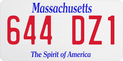 MA license plate 644DZ1