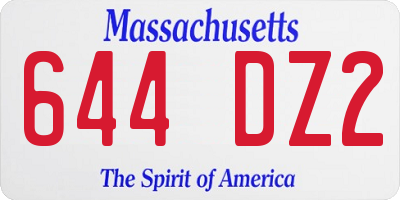 MA license plate 644DZ2