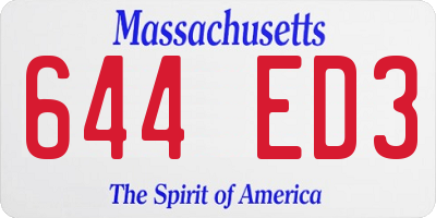 MA license plate 644ED3