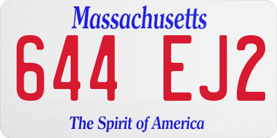 MA license plate 644EJ2