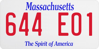 MA license plate 644EO1