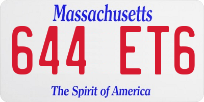 MA license plate 644ET6