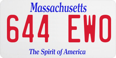 MA license plate 644EW0