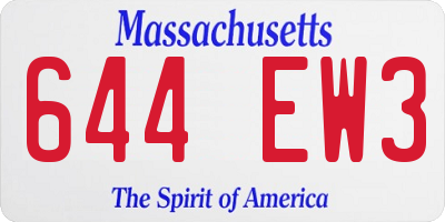 MA license plate 644EW3