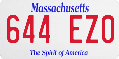 MA license plate 644EZ0