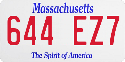 MA license plate 644EZ7