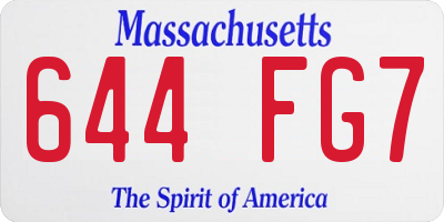 MA license plate 644FG7