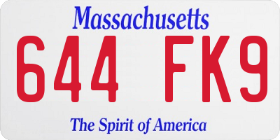 MA license plate 644FK9