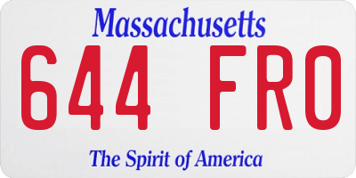 MA license plate 644FR0