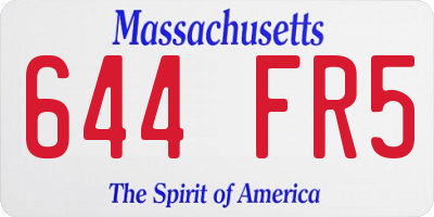 MA license plate 644FR5