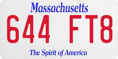 MA license plate 644FT8