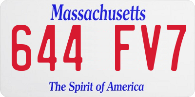 MA license plate 644FV7