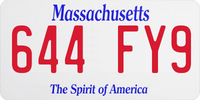 MA license plate 644FY9