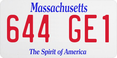 MA license plate 644GE1