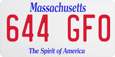MA license plate 644GF0