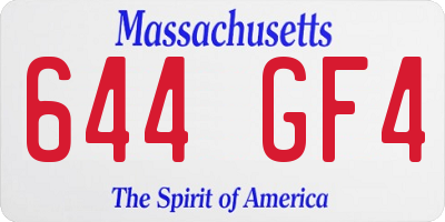 MA license plate 644GF4
