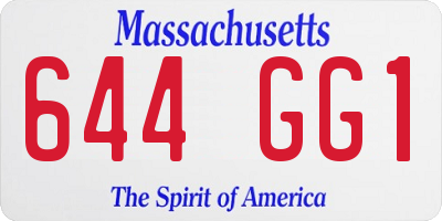 MA license plate 644GG1