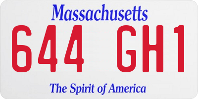 MA license plate 644GH1