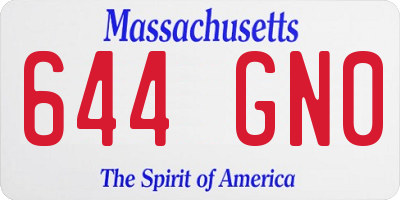 MA license plate 644GN0