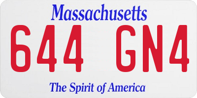 MA license plate 644GN4