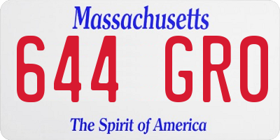 MA license plate 644GR0