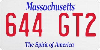 MA license plate 644GT2
