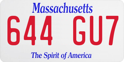 MA license plate 644GU7