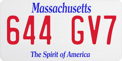 MA license plate 644GV7