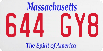 MA license plate 644GY8