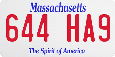 MA license plate 644HA9