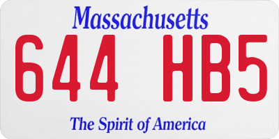 MA license plate 644HB5