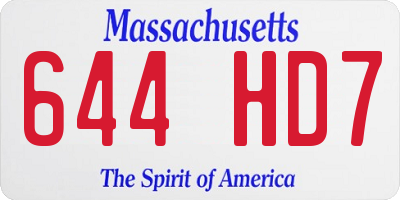 MA license plate 644HD7