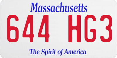 MA license plate 644HG3