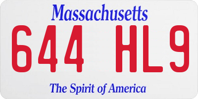 MA license plate 644HL9