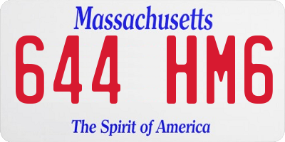 MA license plate 644HM6
