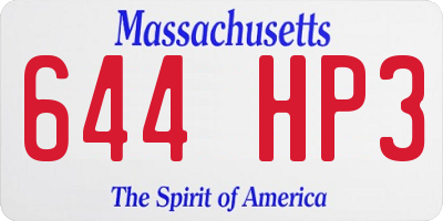 MA license plate 644HP3