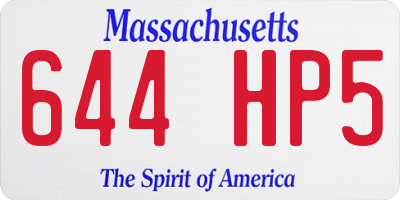 MA license plate 644HP5