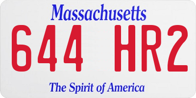 MA license plate 644HR2