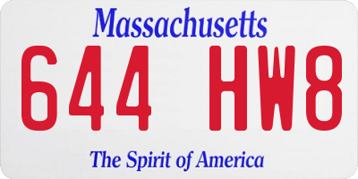 MA license plate 644HW8