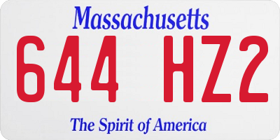 MA license plate 644HZ2