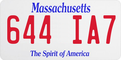 MA license plate 644IA7