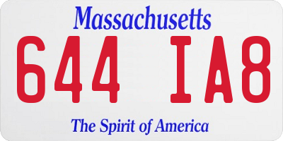 MA license plate 644IA8