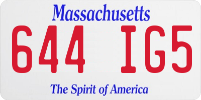 MA license plate 644IG5