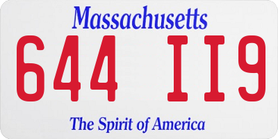 MA license plate 644II9