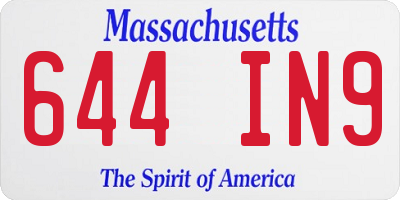 MA license plate 644IN9